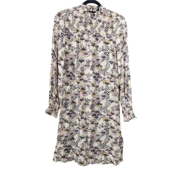 Rue De Femme Ariana Cream Long Sleeve Dress SZ S High Neck Coquette - Picture 1 of 9